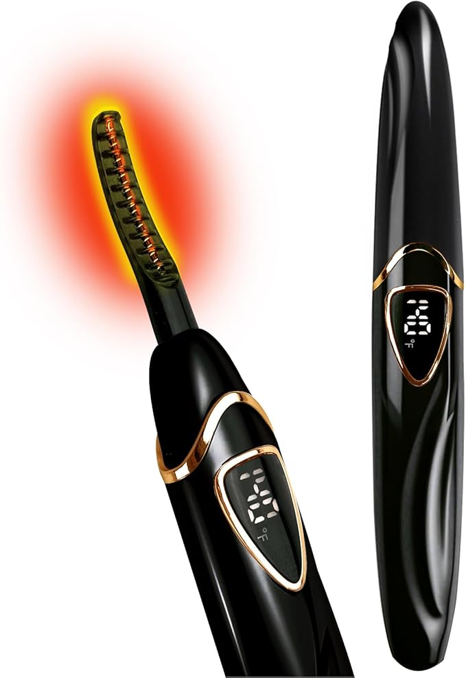 S600 Heated Eyelash Curler - Lash Curler Heated with Accurate Temperature Control, Intelligent Auto Power Off for Natural Makeup & Long-Lasting Curls | Heated Lash Curler (Black+Gold)