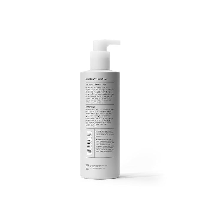 Bevel Leave In Conditioner for Men - Curly Hair Conditioner with Hemp Seed Oil and Biotin, Detangles Moisturizes and Strengthens Hair, 7 Oz