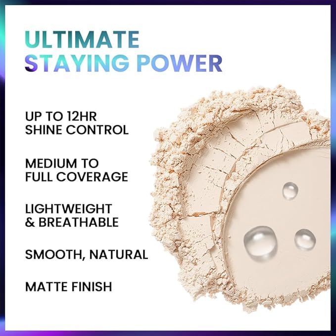 Loose Setting Powder - Translucent Finishing Powder for Face With Built-in Puff, Oil Control & Pore Blurring, Soft Matte Makeup, Vegan & Long Lasting, Deep 10 (0.21 oz)
