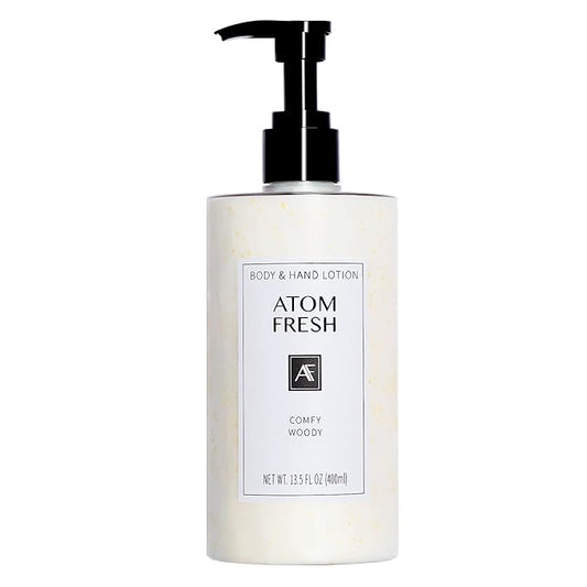 Atom Fresh Body Lotion for Women, Hydrating & Firming Body Moisturizer for Dry Skin, Ceramide & Niacinamide Skin Barrier, Non-Greasy Vitamin E Lotion, Comfy Woody Scent, 13.5 fl oz