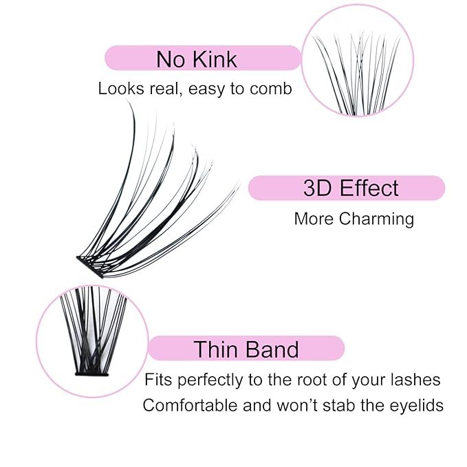 Lash Clusters LAUBESS Individual Lashes Waterproof Eyelash Clusters Mixed Tray Cluster Eyelash Extensions Soft Cluster Lashes for Beginners (20D-D-16)