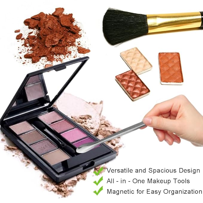 Plastic Eyeshadow Makeup Palette,Lipstick Cosmetic Cream Blush Powder Multi-lattice Magnetic Tray,Snap Closure Small Box Mirror Travel Useful Tool