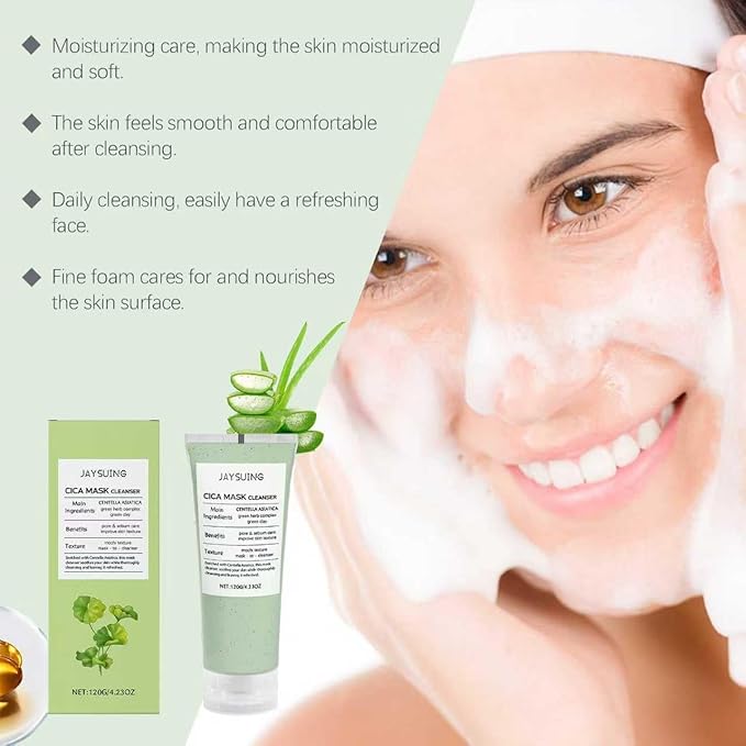 CICA Mask Cleanser,Facial Cleanser, 2-in-1 Facial Wash, Non-Drying Formula with Centella Asiatica For Acne-Prone & Sensitive Skin,Hydrating,Purifying Pore Care (4.23 fl. oz)