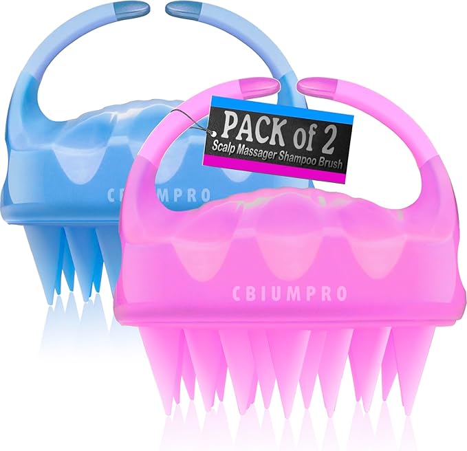 Cbiumpro 2-Pack Scalp Massager Shampoo Brush, Ultra Soft Silicone Scalp Scrubber Exfoliator Brush for Hair Growth & Dandruff Removal - 100% Fit All Hair Types
