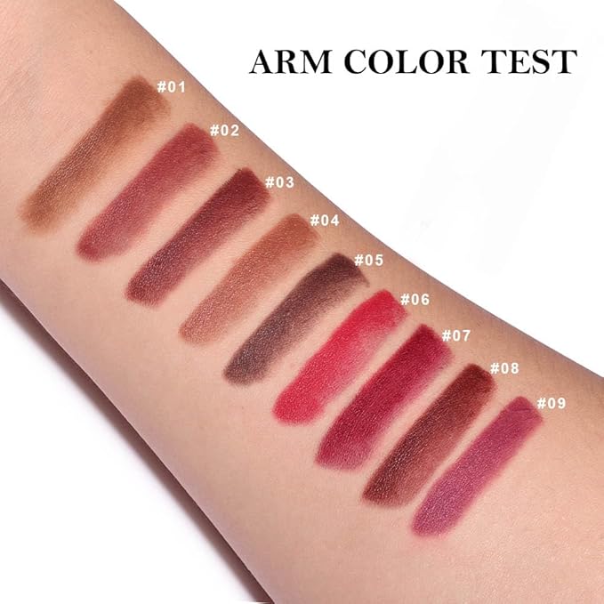 evpct Reddish Brown Gradient Matte Lipstick Lip Liner Crayon Combo Pencil Set for Women Long Lasting Waterproof, Brown Red Matte Cream Lip Liner and Lipstick Combo Makeup Flawless Gradual Ombre Effect