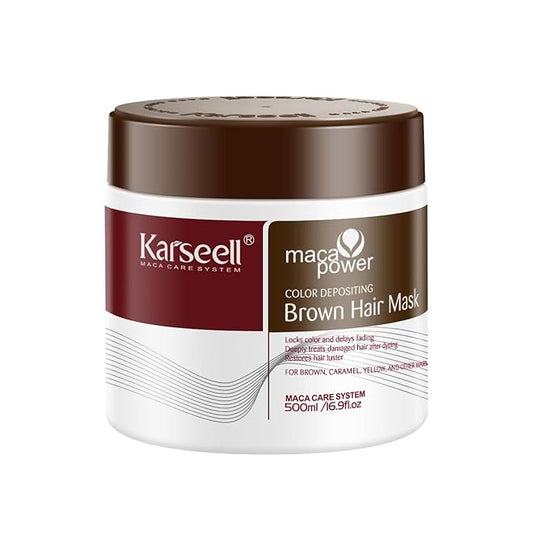 Karseell Hair Color Depositing Conditioner, Brown Hair Mask for Colored and Bleached Hair, Professional Refreshes Brown Color & Tone 500mL 16.9 fl oz