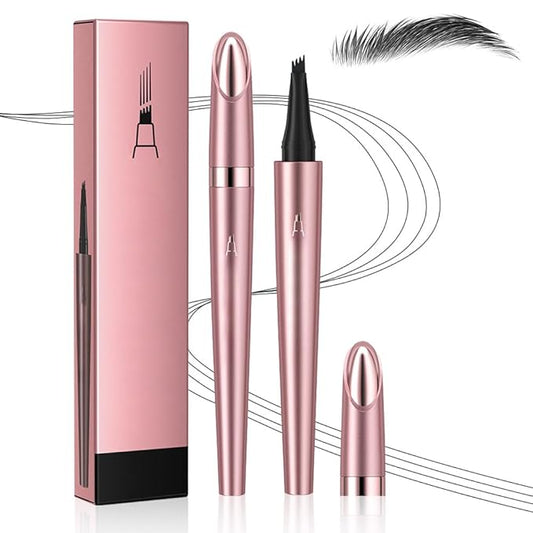 Eyebrow Pen, 2025 New 3D Waterproof Microblading Eyebrow Pencil, 4 Tip Eye Brow Pen, Natural Makeup Long-Lasting Fine Stroke Magic Eyebrow Pencil Stay on All Day (Black)