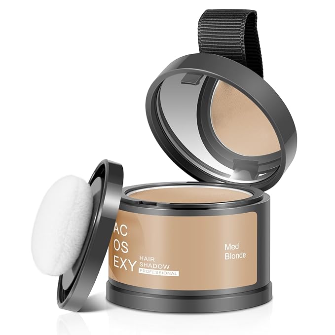 Root Touch Up Hair Powder, Med Blonde, Instantly Covers Hairline Shadow, Thinning Hair for Women Eyebrows, Gray Hair Coverage for Men's Beard Line, Bald Spots