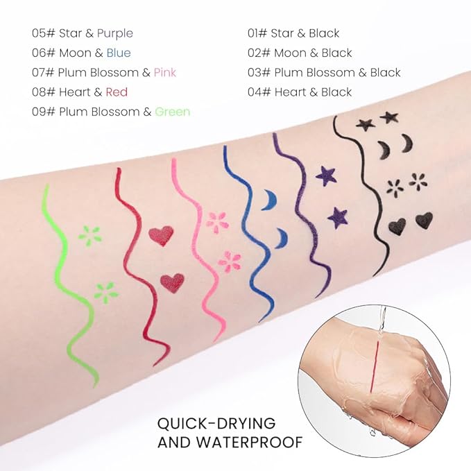 evpct 1Pcs Red Colored Winged Eyeliners Stamp, Red Hearts Face Stamps Makeup Eyeliner Eye Stamp Liners Tool Set Kit for Women Waterproof, Wing Eyeliner Stamp Figures Tool Wingliner Shapes, 08#