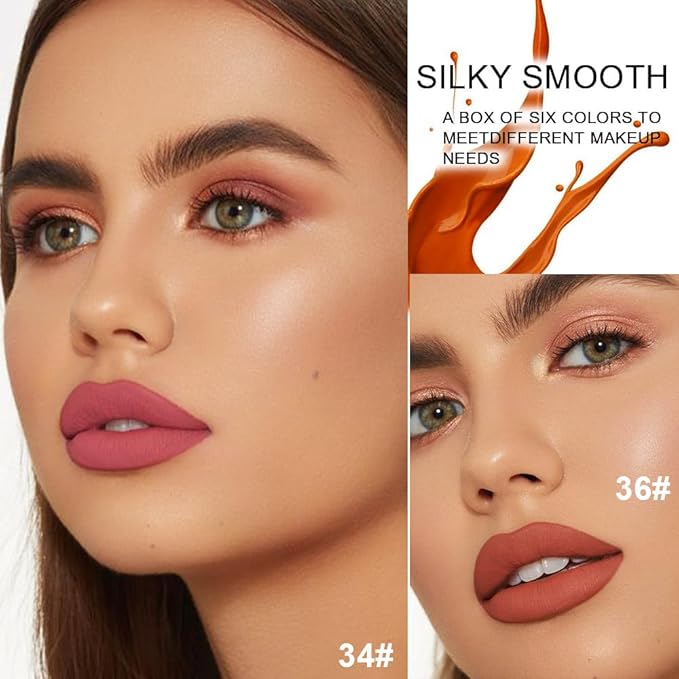 evpct Wine Bottle Lip Tint Stain 6 Colors Set Ruby Red Chestnut Nude Brown Mauve Plum Purple Matte Long Lasting 24 Hour Liquid Lipstick Set for Women labiales mate 24 horas originales labiales magicos