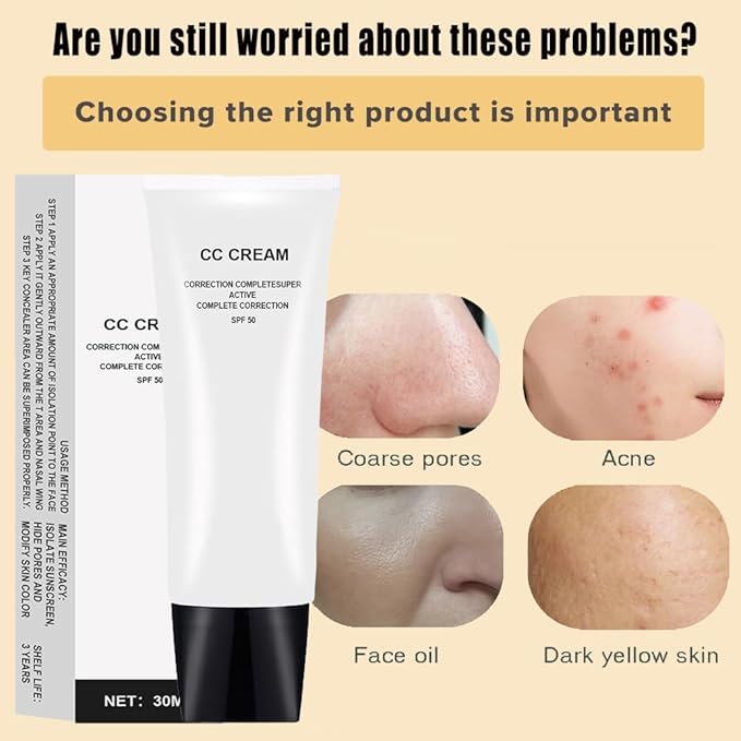 CC Cream with SPF 50, Complete Correction Super Active for Older Women, 30ml (Natural, 2Pcs)