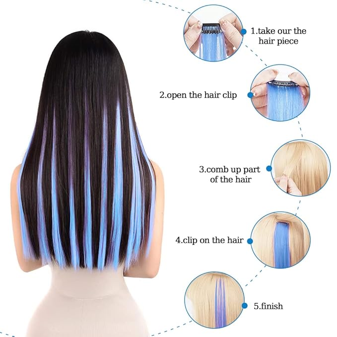 Winsky Burgundy Clip in Colored Hair Extensions 100% Real Human Hair - Straight Highlights Colored Clip on Christmas Hairpieces 5 Pieces/Set (18inch, Burgundy)