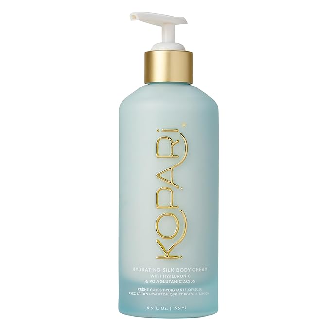 Kopari Hydrating Silk Body Cream with Hyaluronic & Polyglutamic Acids – Long Lasting Moisturizer for Dry Skin, Lightweight & Silky Texture, Sweet Coconut Milk Scent, 6.7 oz