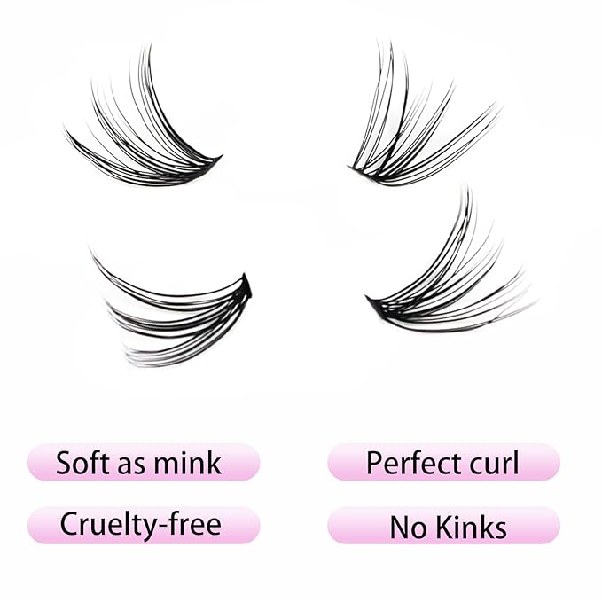 Lash Clusters LAUBESS Individual Lashes Waterproof Eyelash Clusters Mixed Tray Cluster Eyelash Extensions Soft Cluster Lashes for Beginners (30D-C-Mix9-16)