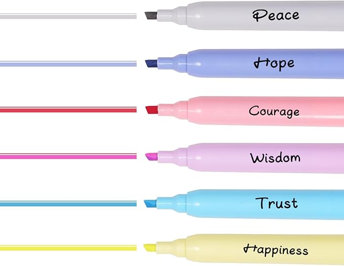 Highlighters Assorted Colors, 6 Pack Tank Style Highlighters, Chisel Tip, No Bleed Bible Highlighter Markers for Teacher Students, Classroom Must Have, School Supplies