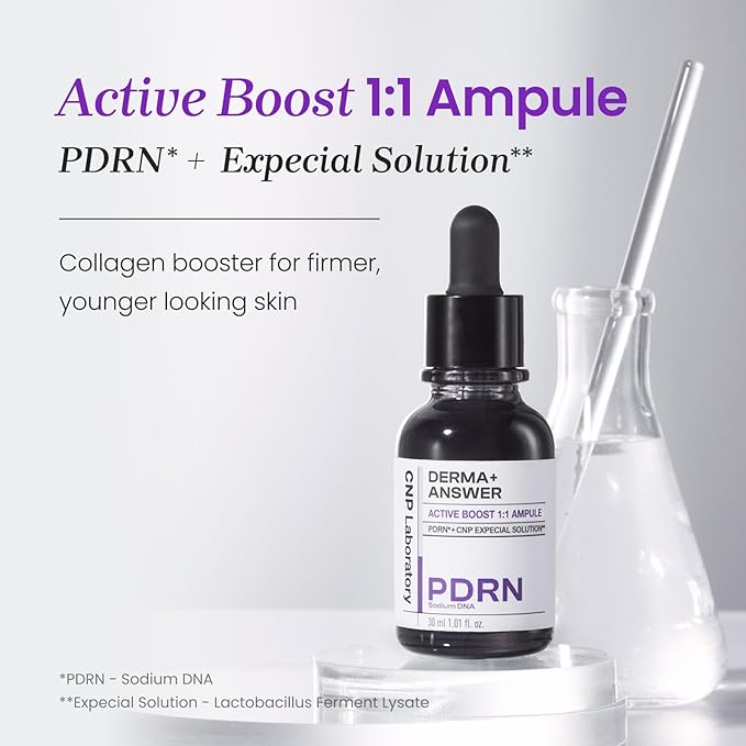 CNP PDRN Active Boost Face Serum - Salmon DNA Serum for Face, Smoothing Fine Lines & Wrinkle, Rejuvenating & Firming Skin, Anti-aging Booster with Collagen, Korean Skin Care, 1.01 fl. oz. (30ml)