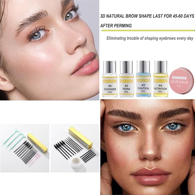 Brow Lamination Kit, Professional With Keratin, Lift and Shaping for 3D Natural Fuller Thicker Wild Eyebrows, Long Lasting Results for 6 Weeks (26 Piece Set)