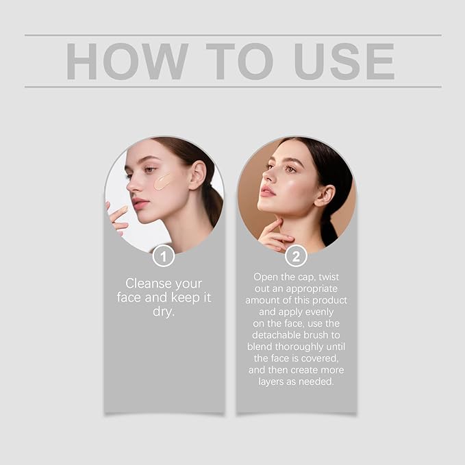 Color Changing Foundation Stick, Medium to Full Coverage Cream Stick Hydrating Makeup, Dual-Ended with Soft Brush for Flawless Look, Portable & Travel-Friendly (Natural)