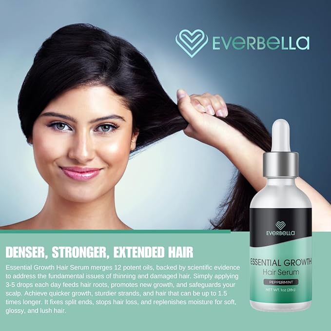 Hair Serum - 1oz, Professional Anti Frizz Smoothing Hair Serum Formula, Plant-Based Repair for Damaged Hair, Lightweight, Softens & Untangles All Hair Types (1 Oz, Peppermint)