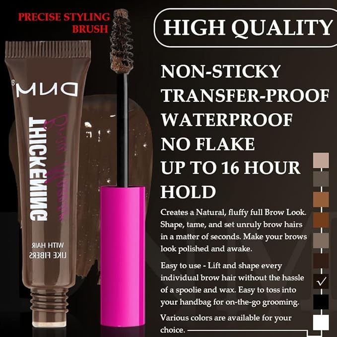 Kaely 2Pcs Thickening Brow Mascara,Tinted Eyebrow Gel Waterproof,Eyebrow Color Makeup,Brow Fast Sculpt,Vegan,Cruelty Free,maquillaje gel para cejas a prueba de agua,07 Espresso