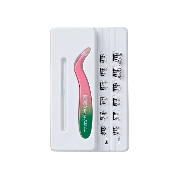 imPRESS X WICKED: FOR GOOD Press On Self Adhesive Eyelashes, ‘Tap to Bubble’, 8mm-10mm Natural Volume Press On Lashes, Multicolored Glitter, 12 Lash Clusters & Non-Stick Mini Applicator
