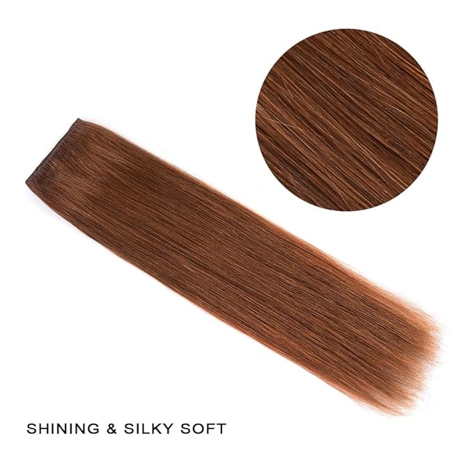 14" Hair Extensions Clip in Remy Human Hair for Women - Silky Straight Clip in Hair Extensions 50grams 4pieces Auburn #30 Color