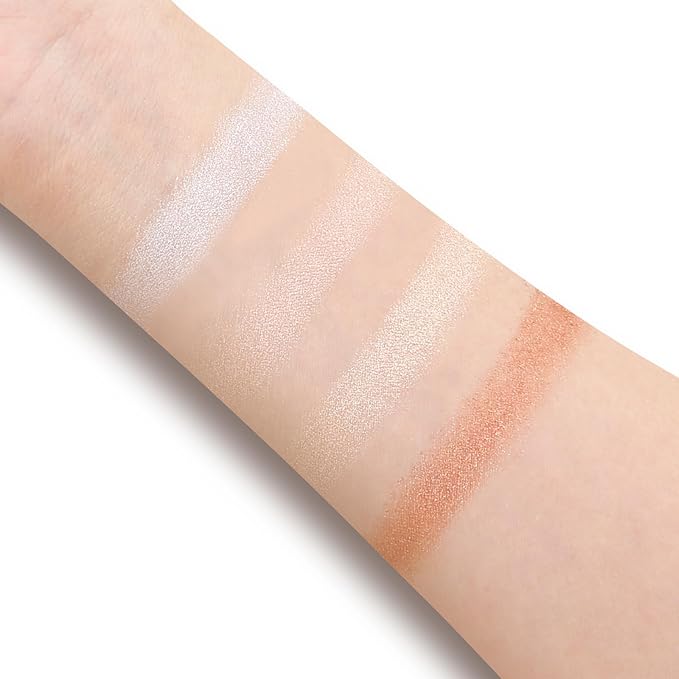 Boobeen Highlighter Makeup Highlighter Palette Powder Shimmer Facial Illuminator Bronzer Palette Waterproof Long Lasting
