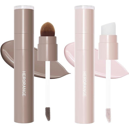 2Pcs Cool Toned Grey Liquid Contour & Highlighter Stick, Blendable Cold Matte Cream for Face Eye Highlight, Lightweight, Moisturizing and Long Lasting Cream Contour Illuminator Brightening Makeup
