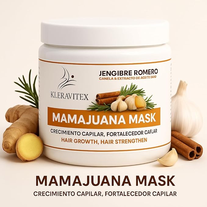 Mamajuana Hair Mask - Deep Treatment with Ginger, Rosemary, Cinnamon & Garlic Oil Extract - Hair Mask for Dry Damaged Hair and Growth, Paraben & Sulfate Free Hair Treatment (60 OZ)