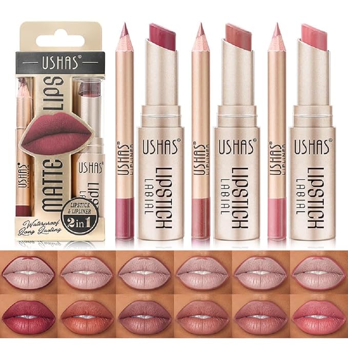 Generic Lip Liner with Non-stick Cup, Long-lasting Waterproof Matte Lipstick Set, 12 Colors (4, 30g)