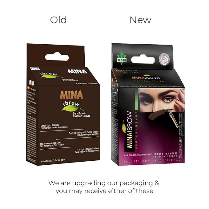 MINA iBrow Henna Hair Color Professional Tint Kit with Rose Water | Covers Gray Hair-Lasts up to 6 weeks | No Ammonia No Lead | Vegan & Cruelty Free | up to 30 Applications (Dark Brown)