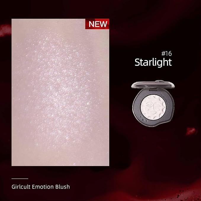 GIRLCULT Brightening Blush Highlighter – Satin Glow in Pearlescent White, Multi-Use Face Highlighter & Powder Blush, Buildable Natural Glow for Cheeks (#16)