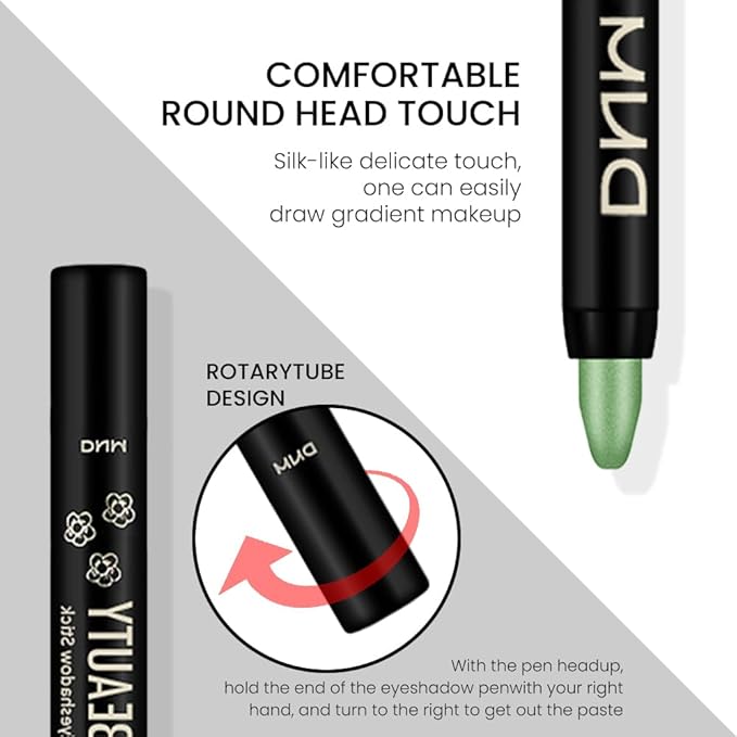 evpct Greenish Cyan Shimmer Cream Eye Shadow Brightener Sticks Set for Eyes, Cyan Shimmery Matte Pencil Eye shadow Applicator Stick Pen Palette Makeup Waterproof sombras en crema para ojos 12#