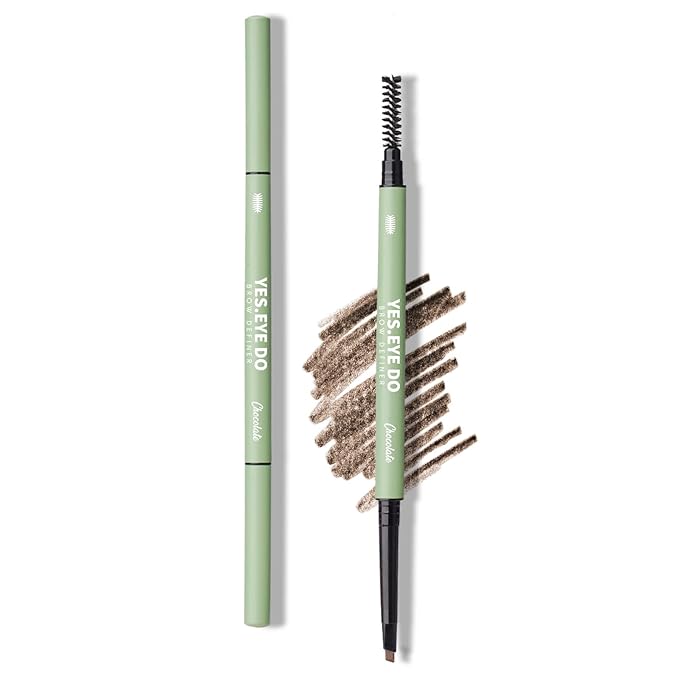 Eyebrow Pencil Dark Brown, Ultra Slim Deep Brown Eyebrow Pencil Long Lasting, Waterproof Micro Fine Triangle Tip Double Head Brow Sculptor for Natural Eyebrow Lamination, Chocolate, YES.EYE DO