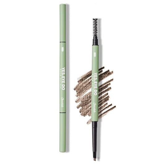 Eyebrow Pencil Dark Brown, Ultra Slim Deep Brown Eyebrow Pencil Long Lasting, Waterproof Micro Fine Triangle Tip Double Head Brow Sculptor for Natural Eyebrow Lamination, Chocolate, YES.EYE DO