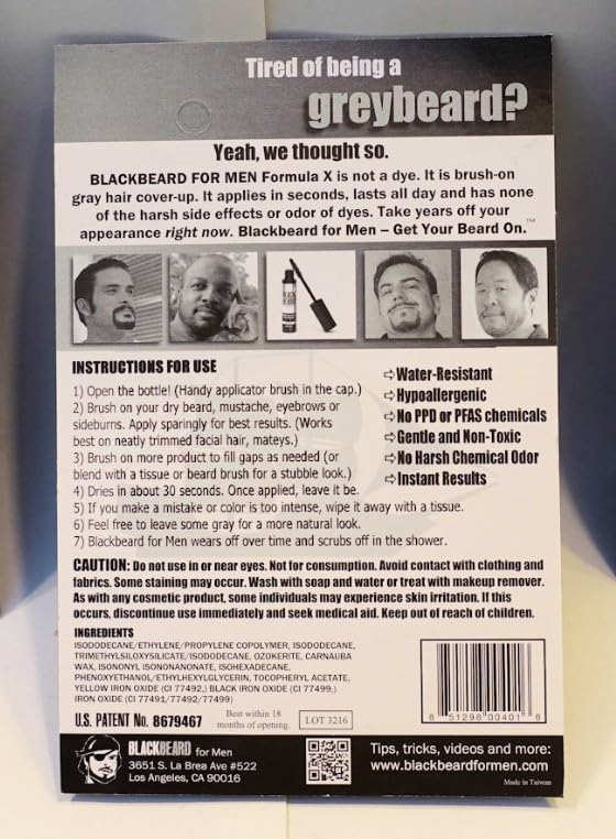 Blackbeard for Men Instant Beard Color – All Day Beard, Mustache, Eyebrow, and Sideburns Color – Temporary, Hypoallergenic Beard Dye Alternative – Up to 45 applications – Brown/Auburn, 3 Pack
