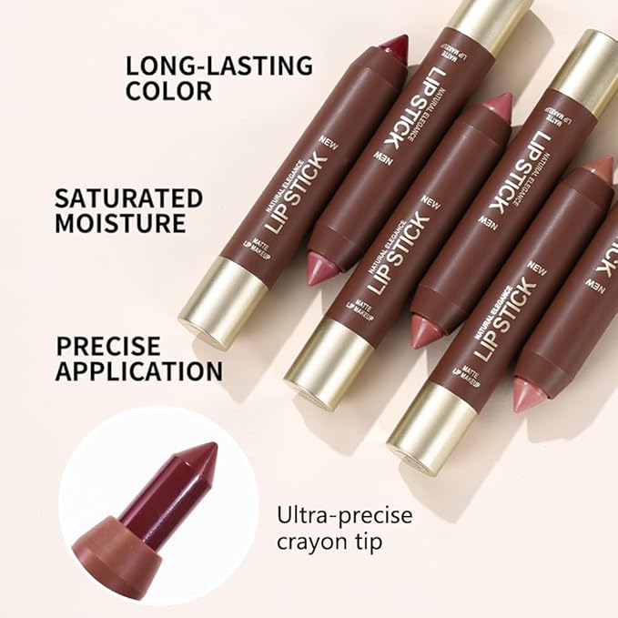 2Pcs Matte Lipstick Crayon Set for Women, 24 Hour Coral Pink Nude Pink Lipstick Lip Liner Pencil Long Lasting Waterproof Smudge Proof, Neutral lip liner marker Easy Application Full Coverage