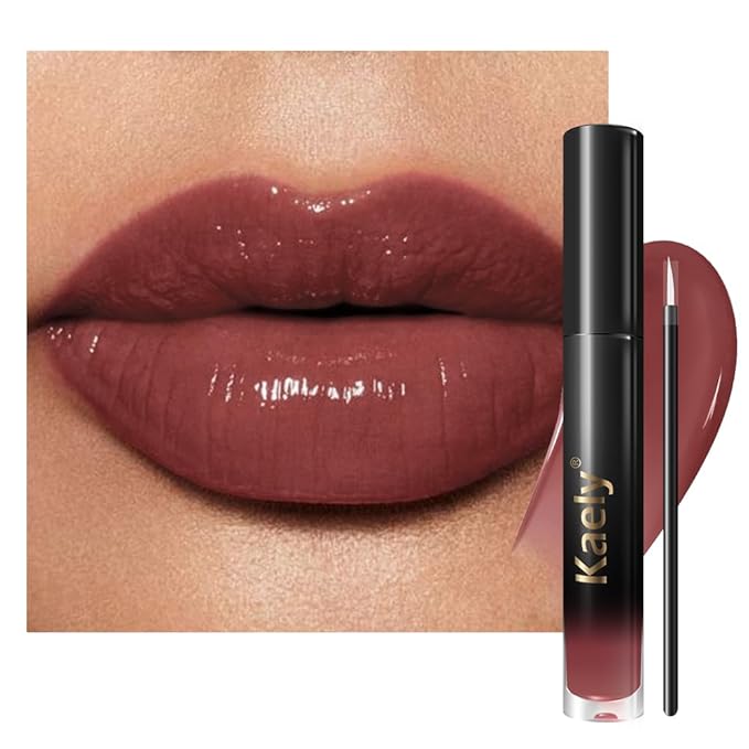 Kaely Longwear Shine Lipstick for Women, Highly Pigmented Liquid Lip Color Makeup, Non-Transfer Lip Gloss Stain Waterproof Smudge Proof 24 Hour, Glossy Finish, Vegan & Cruelty-free, 14 WITTY