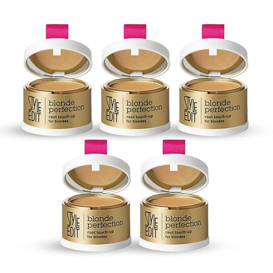 Style Edit Root Touch Up Powder (5 Pack) to Cover Up Dark Roots and Grays Between Salon Visits, Water Resistant, Non-Sticky, Compact And Mess-Free, Dark Blonde Hair Color (Total of 5)