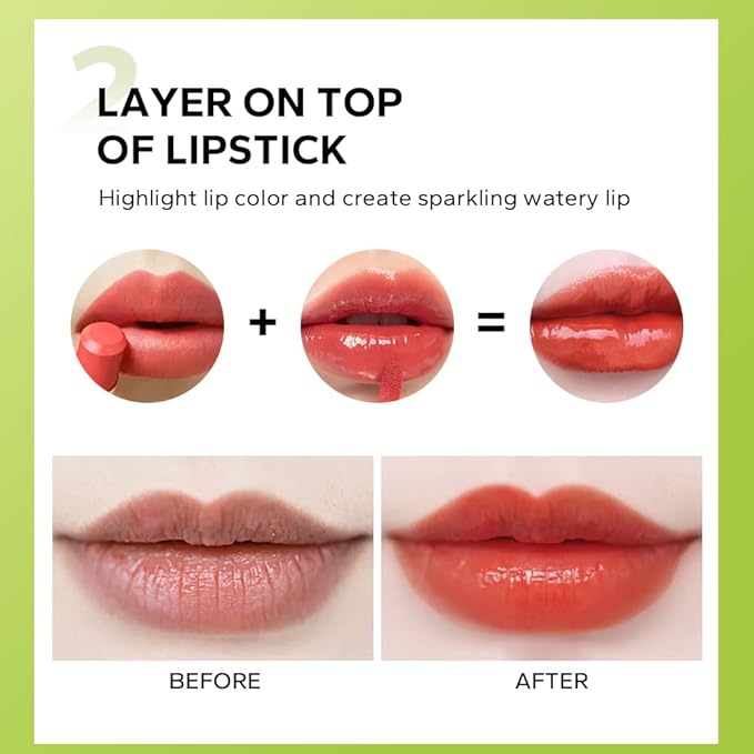Beauty Glazed Big Brush Head Lip Oil, Ultra-Hydrating & Nourishing, Smooth Glossy Finish Lip Glow Oil, Shiny and Vegan Tinted Lip Gloss, Non-Sticky (4, 101# 102# 105# 107#)