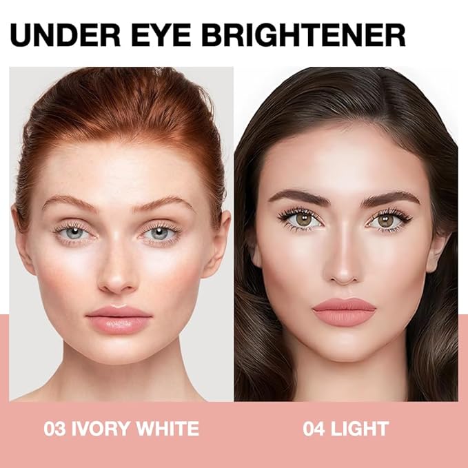 Kaely 2Pcs Shimmer under Eye Brightener, Conceal Brighten Dark Circles, Color Correcting Pot Concealer for Dark Circles, Waterproof, Vegan Makeup & Cruelty-Free, 03 Ivory White & 04 Light