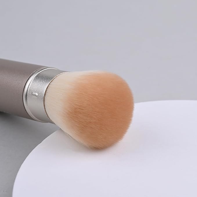 Retractable Kabuki Makeup Brush - Blender Brush for Powder, Cream, Liquid Foundation, Sunscreen, Blush Blending & Bronzer - Professional Make Up Brush - Full Face Makeup Brush - Vegan & Cruelty Free