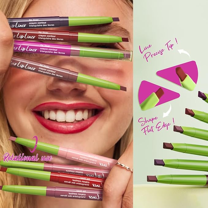 evpct Mauve Triangle Lip Liner Pencil Stick for Women, Retractable Lips Liner Pen Triangle Tip for Sculpting & Filling & Plumping, Longwear Lipliners Pencil, Vegan Cruelty Free Lip Filler Plumper