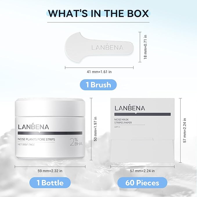 LANBENA Nose Strips for Blackheads (1.76 Oz), 100 pcs Nose Plants Pore Strips, Blackhead Remover Mask, NOTE: Place Bottle in Boiling Water for 5 min to Soften Dry/Solid Cream