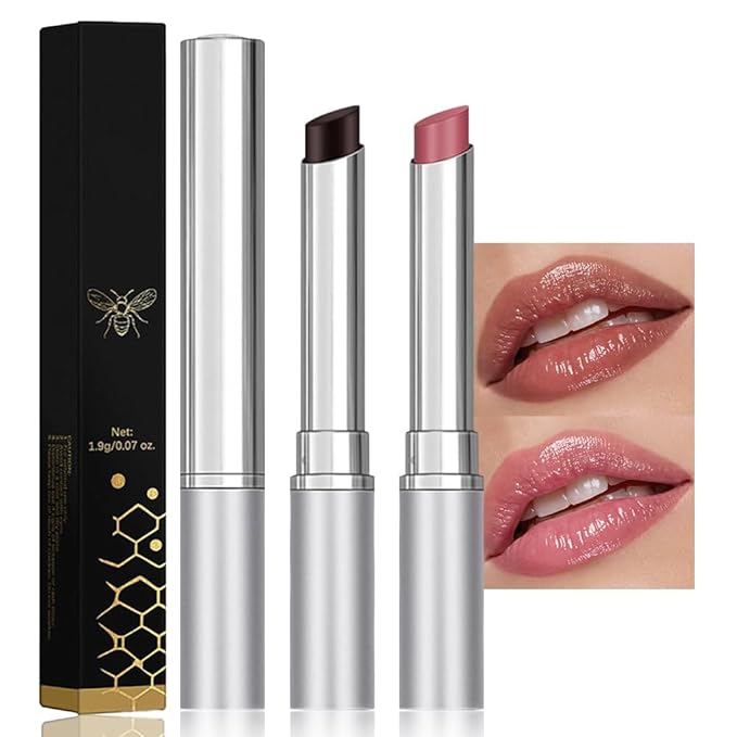 2PCS Honey Lipstick Tinted Lip Balm,Black and Pink Lipstick,Hydrating Natural Glossy Sheer Black Lip Balm,Moisturizing Makeup Lip Care for Repairing Dry Lips