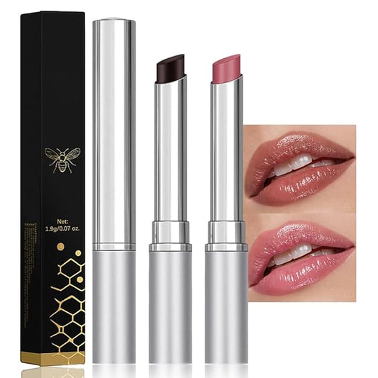 2PCS Honey Lipstick Tinted Lip Balm,Black and Pink Lipstick,Hydrating Natural Glossy Sheer Black Lip Balm,Moisturizing Makeup Lip Care for Repairing Dry Lips