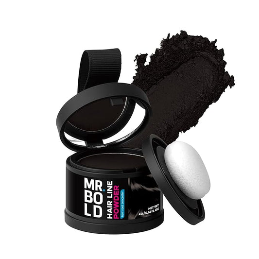Mr Bold Hairline Powder - Instantly Hair Color Shadow Cover Gray Hair Root, BLACK Root Touch Up Hair Color for Gray Coverage, Hair Shadow Toppers for Women & Men, Thin Hair Powder 4g