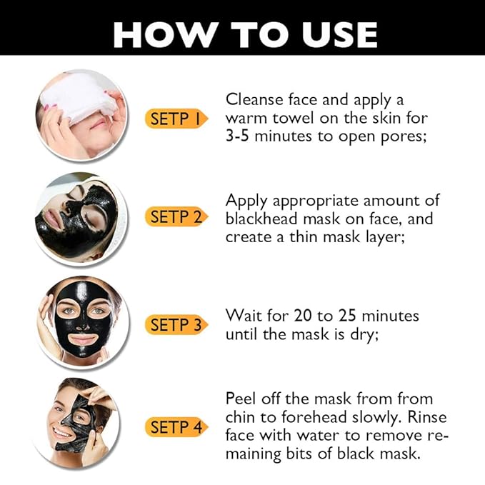 Blackhead Remover Mask, Black Activated Charcoal Face Mask Skincare Peel Off, Blackhead Peel Off Face Mask Blackheads Remover Strip Facial Mask for All Skin Types(2.1 Fl.oz)
