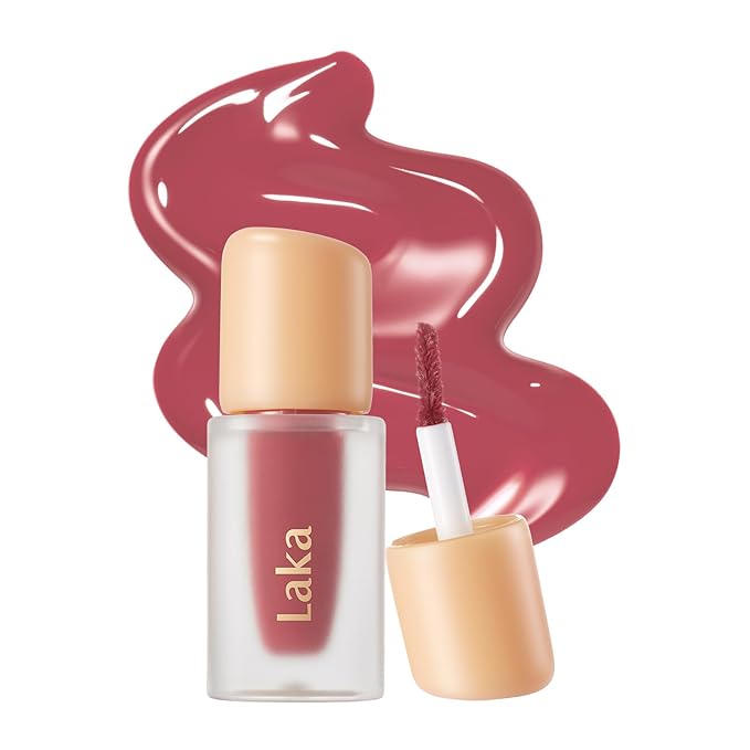 Laka Fruity Glam Lip Tint Mini, Glowing Lip Stain with Wide Color Spectrum, Hydrating & Lightweight Texture, Long-Lasting Bold Stain, Non-Sticky, Vegan, K-Beauty (#122 Rosyrose)