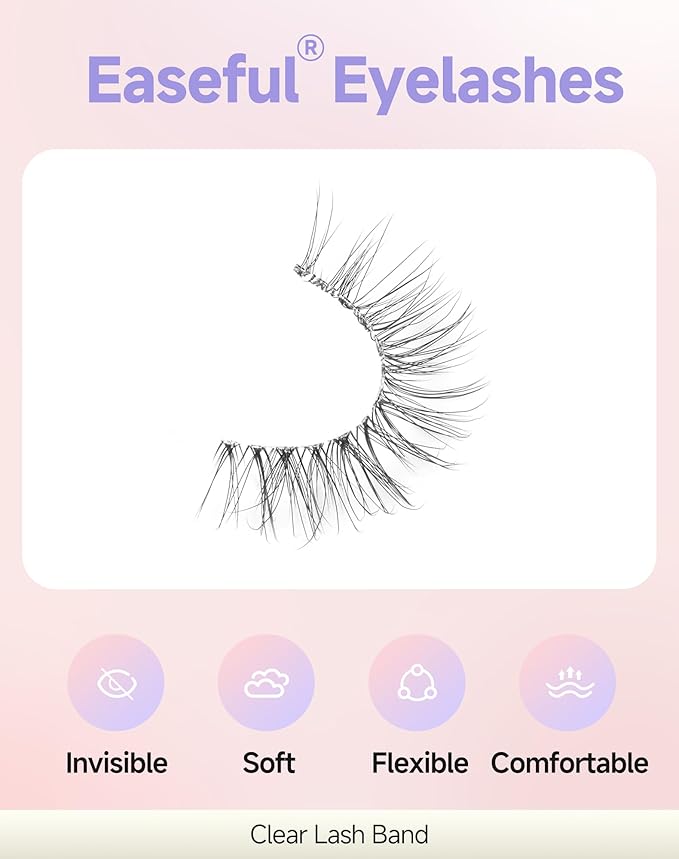 Wispy Lashes Natural Eyelashes - Fake Eyelashes with Clear Band - Light-01
